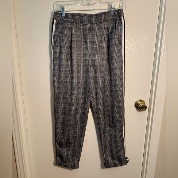 Indigo Rein EUC black/white plaid pant with yellow stripe, cuffed hem Size 7 - Picture 1 of 5